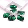 Piedra Suelta Esmeralda Nano Verde Forma Ovalada, Gema Esmeralda Forma de Huevo con Base Puntiaguda para Fabricación de Joyería DIY