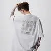 Camiseta estampada da moda de manga curta para homens, primavera, retrô americano, solta, casual, manga meia-manga, high street, versátil, gola redonda