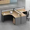 Escritorio de Oficina y Silla para Personal Combinación 6 Personas Pantalla de Oficina Simple Moderna Doble Divisoria para 4 Personas Mesa de Estación de Trabajo para Computadora