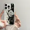 Adequado para Capa de Celular iPhone 17 Pro Branco Rosa Diamante Cintilante, Sensação de Alto Padrão para Apple 16, Design Exclusivo com Furos Grandes, Anti-Queda para 14/15