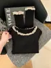 Tejido de Punto con Cuello de Encaje Dulce Coreano para Mujer en Invierno Nuevo Diseño Versátil Top Básico de Manga Larga
