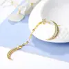 Brincos de Agulha de Prata Coreanos com Estrelas e Lua de Zircônia, Brincos Assimétricos com um Toque de Luxo Leve e High-End para Mulheres