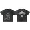 Playera de manga corta pesada Luo 2025C transfronteriza 300g estampado directo para hombre y mujer estilo americano retro callejero vintage marea