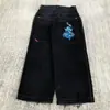 Jeans Clássico Retro Y2K Solto com Letras da Moda deste Ano Calças de Perna Larga Estilo Punk Casual High Street para Homens