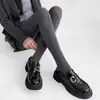 Meia-calça Cinza de Bolinhas para Mulheres, Adequada para Primavera, Outono e Inverno, Leggings Série Cinza com Design de Coração, Estilo Miu, Leggings Versáteis para Usar por Cima