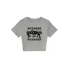 Camiseta Gris de Manga Corta con Cuello Redondo para Mujer, Nuevo Estilo de Verano, Diseño de Marca Americana de Moda, Top Ajustado Estilo 'Hot Girl'