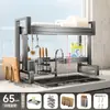 Estante para Fregadero de Cocina para Platos y Vajilla Estante de Almacenamiento Sobre el Fregadero Escurridor Multifuncional Portatablas de Cortar Portacuchillos