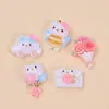 Componentes de accesorios creativos hechos a mano DIY de dibujos animados de gatos dulces rosas y blancos, materiales para accesorios pequeños de resina de pegamento de crema al por mayor