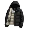 Casaco de algodão grosso e quente de inverno masculino com capuz removível, jaqueta masculina de algodão com enchimento, blusa de algodão masculina de inverno
