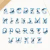 Patche Bordado Letra 26 Baleia Novo Desenho Animado Transfronteiriço Onda Azul e Branca Adesivo Termocolante Patche Decorativo Patche para Roupa