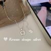 Joyería de Plata de Diseño Nicho Dongdaemun Coreano Plata de Ley S925 Estilo Minimalista Collar Cuadrado Hueco Estilo Ins para Mujeres