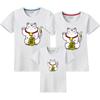 Venta al por mayor de fábrica camiseta de manga corta para pareja manga media para mujer cuello redondo algodón fino ropa para niños padre-hijo una familia de cuatro ropa Ha