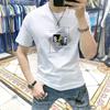 Camiseta masculina de manga curta respirável com estampa distinta camiseta slim fit roupa casual masculina moderna