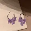 Pendientes geométricos morados estilo corte francés para mujer, lujo ligero, alta costura, pendientes exquisitos, estilo nicho de alta gama para mujer