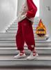 Pantalones Casuales Elegantes con Forro de Polar para Niños Otoño e Invierno 2025 Nuevos Pantalones de Chándal Festivos Rojos Integrados de Polar para Niños Invierno