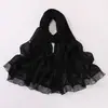 Venta al por mayor transfronteriza de bufandas largas nuevas de gasa con perlas y ribete de encaje de organza, bufandas de gasa étnicas, pañuelos para la cabeza malayos y del sudeste asiático