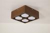 Foco Led de Techo para Sala de Estar Downlight de Montaje Superficial Luz de Caja Estilo Japonés Color Madera Luz de Rejilla Artística de Madera de Cuatro Cabezales