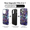 Funda protectora de doble capa para iPhone 16 con estampado de flor de loto de vidrio morado vintage, la más vendida en Shopee, funda de teléfono de cobertura total para 17pm