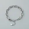 Pulsera de Pareja de Plata Esterlina S925 para Hombres y Mujeres, Diseño Nicho Ins de Moda, Pulsera Simple y Versátil para el Día de San Valentín para Novia