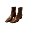 Botas retro nuevas de otoño e invierno para mujer, con tacón grueso, diseño elástico, ajuste ceñido y punta cuadrada pequeña, creando un look elegante y estiloso con tacones altos