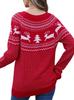 Suéter de Natal Europeu e Americano Cruzado Outono e Inverno Comércio Exterior para Mulheres, Tricô Solto Jacquard Gola Redonda Versátil Casual Pulôver