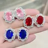 Kaiwei Douyin Conjunto de Joyería de Collar con Colgante de Flor de Diamante Completo Zircón Diamante de Color Anillo Pendientes Huevo de Paloma Grande de Lujo