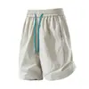 Shorts Largos com Sensação de Gelo para Homens, Cintura com Cordão de Verão, Multicor, Finos e Respiráveis, Calças Capri Casuais, Uso Diário