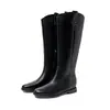 Botas de Cavaleiro de Couro Bovino de Primeira Camada para Mulheres, Botas Altas, Novas Botas de Bico Redondo e Salto Baixo para Outono e Inverno, Botas de Cano Alto para Mulheres, Botas Retas