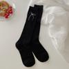 Calcetines Finos de Verano para Mujer Amor Lazo Decorativo Calcetines Apilados Color Sólido Estilo Extranjero Malla Japonesa Sin Costuras Calcetines de Pantorrilla