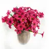Atacado de fábrica planta artificial grama de mola violeta flor de seda buquê flores artificiais planta decorativa verde parede cerca arranjo de flores