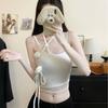 66025 # Rayón Puro Deseo Chica Caliente Flor Tridimensional Camisola Ropa de Verano para Mujer con Almohadilla en el Pecho y Espalda Hermosa Top de Chica Caliente