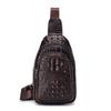 Bolsa de Peito Masculina de Couro Genuíno Padrão Crocodilo Lion Leiden Uma Alça Transversal Bolsa Frontal Masculina Tendência Transfronteiriça Couro Bovino Camada Superior