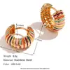 Aretes Colgantes Transfronterizos Europeos y Americanos de Venta Caliente con Patrón Colorido de Gota de Aceite Acero Inoxidable Arcoíris Color Contrastante Aretes Versátiles Joyería