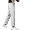 Calça masculina cropped de linho Tencel, fina de verão, reta, solta, casual, calça de 9 pontos, calça versátil 8 pontos masculina 2026