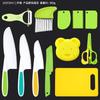 Cuchillo de Fruta de Plástico para Niños Cuchillo Serrado para Pastel Panel de Corte Pelador Tabla de Cortar Molde Fanball Cortador de Alimentos para Bebés Juego de 12 piezas