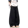Pantalones de chándal grises estilo americano para hombre, pantalones largos casuales de pierna ancha deconstruidos para otoño/invierno, pantalones pesados de caída con pierna curva