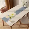 Elegante y Fresca Alfombrilla Protectora de Escritorio con Diseño Floral de Pintura al Óleo, Textura de Cuero Sintético, Alfombrilla Impermeable y Resistente al Calor para Mesa de Comedor y Mesa de Café