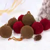 Modelo Novo Transfronteiriço 8cm 12 Peças Bolas de Natal de Veludo de Formato Irregular Enfeites para Árvore de Natal Conjunto Retro de Veludo para Feriado de Natal