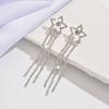 Pendientes de borla largos con incrustaciones de diamantes y estrella de cinco puntas para mujer, joyería de lujo con temperamento para novia, venta al por mayor, Europa y Estados Unidos