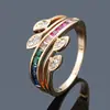Amazon venta caliente transfronteriza accesorios joyería arcoíris anillo de circón de moda elegante anillo de mujer pulsera