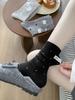 Calcetines Blancos de Media Pantorrilla para Mujer, Estilo Coreano con Letras de Corazón Bordadas en el Talón, Calcetines Flojos Finos de Moda para Primavera y Verano para Mujer