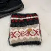 Bufanda Tejida Jacquard Rayada Estilo Fair Isle Azul para Mujer Invierno Estudiante Coreana Engrosada Cálida para el Cuello Moderna