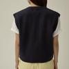 Chaleco cárdigan de cuello en V para mujer 2023 Otoño Bolsillo Sin mangas Manga corta Suéter Pulóver Top Estilo artístico Cuello en V