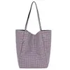 Bolso de Lona a Cuadros de Gran Capacidad Moda Coreana para Mujer 2026 Nuevo Estilo Estilo Artístico Clase Viaje Bolso de Hombro Tote