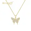 Colar de Cobre Arvaleff Série Borboleta 2 Moda de Luxo Leve Corrente para Clavícula Ouro 18K Zircônia com Diamante Atacado Transfronteiriço