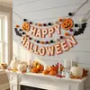 Suministro exclusivo transfronterizo: Juego de Banderines de Fieltro para Halloween con Murciélago, Calabaza y Pompones, Decoraciones de Banderines Combinados, Dropshipping Personalizado