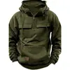 Nueva Sudadera con Capucha de Color Sólido para Hombre de Primavera y Otoño para Comercio Electrónico Transfronterizo, Chaqueta Sudadera Deportiva Juvenil Europea y Americana con Múltiples Bolsillos y Parche de Cuero