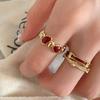 Anillo Abierto Irregular Encoat Rojo Goteo de Aceite Anillo de Dedo Índice Niche Versátil
