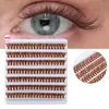 Cílios postiços segmentados de grande volume DIY marrom natural diários espessos fáceis de aplicar 40D cílios de cola quente transfronteiriços
