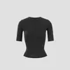 Camiseta Feminina Popular Versátil Preta Manga Curta Gola Redonda Manga Média Ajuste Slim Ombro Normal Estilo Novo Primavera/Verão 2026
